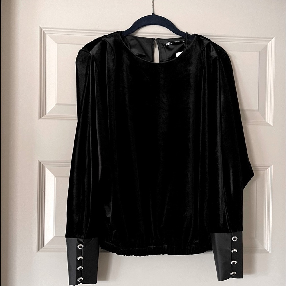 Zara crystal velvet dress top ,  velvet top ,winter top